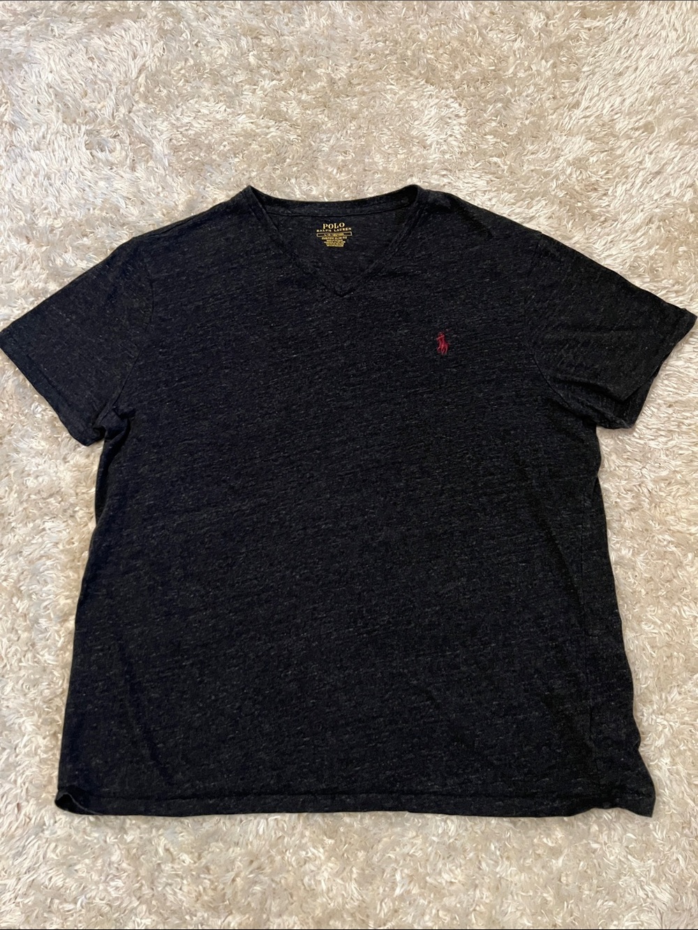 Polo by Ralph Lauren Black V-Neck Tee with Red Pony